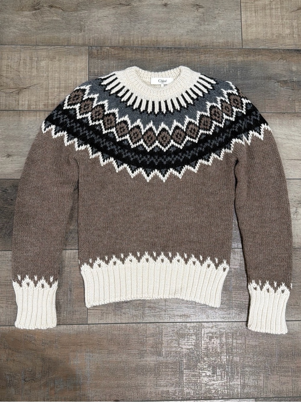 Chloe fair isle alpaca wool and cashmere sweater - Picture 4 of 10